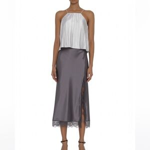 Top Shop crinkly plisse metallic silver race back sleeveless tank top 6